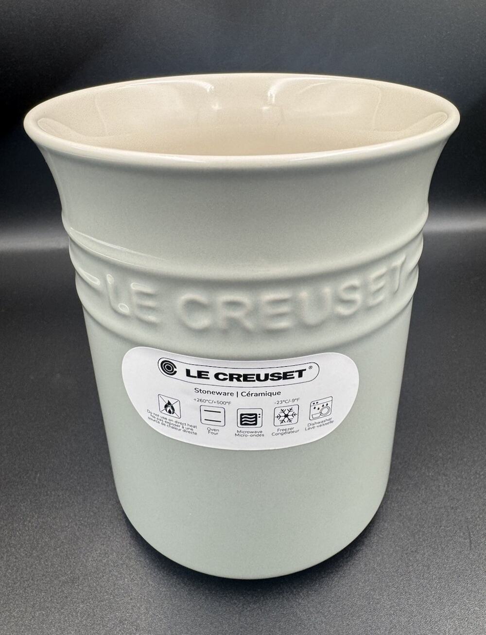 Le Creuset 1L Utensil Crock Pistache Sage Green Stoneware New w/ Tags